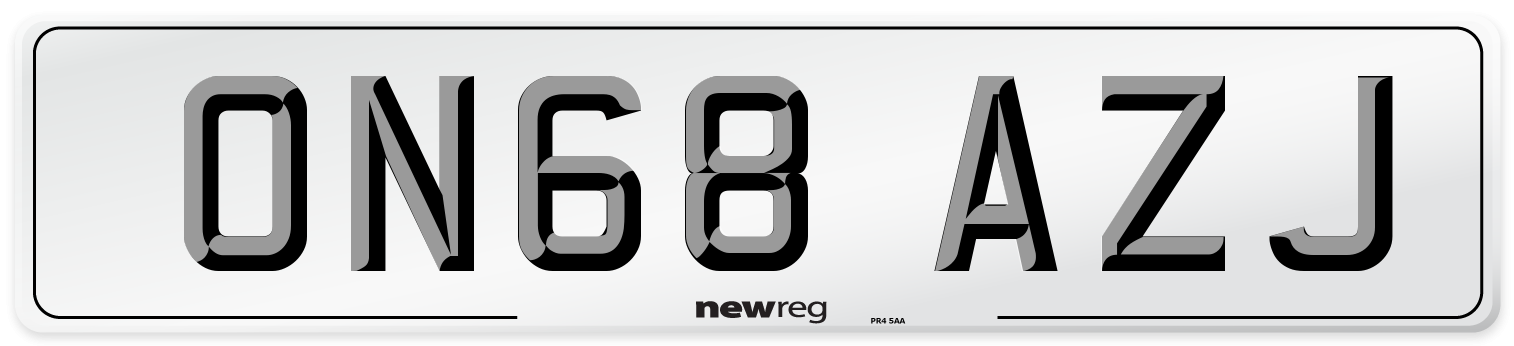 ON68 AZJ Number Plate from New Reg